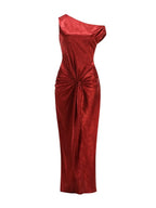 Mayer Red Satin Jacquard Maxi Dress Flowering Girl