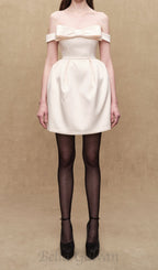 bow mini dress in beige Flowering Girl