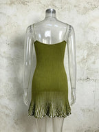 Matilde Green Spaghetti Knitted Mini Dress Flowering Girl