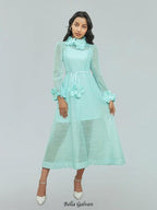 vicky flower embellished lace midi dress in green Flowering Girl