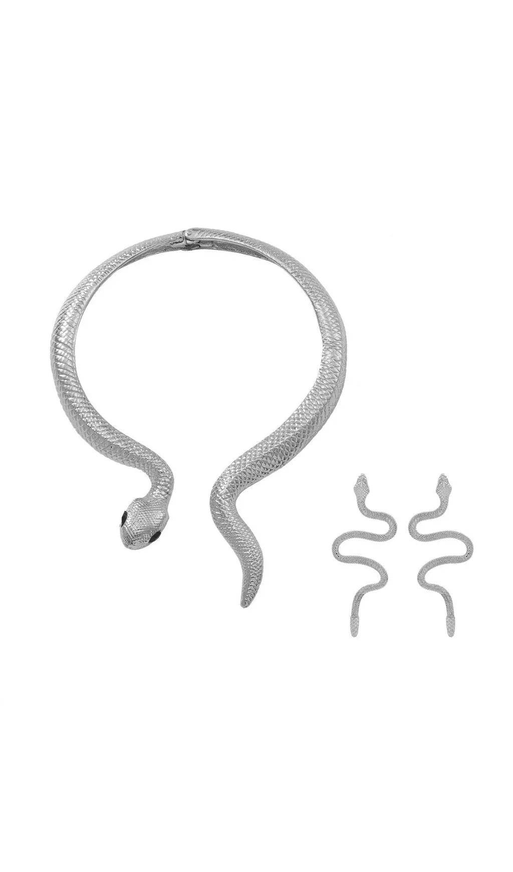 Oexara Silver Snake Rhinestone Choker & Earrings Flowering Girl