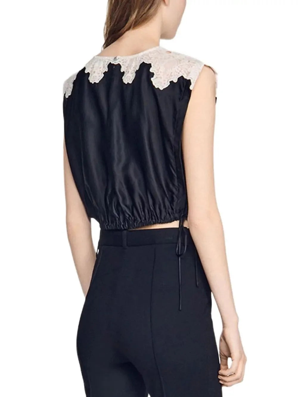 Contrast Lace Crop Top Flowering Girl