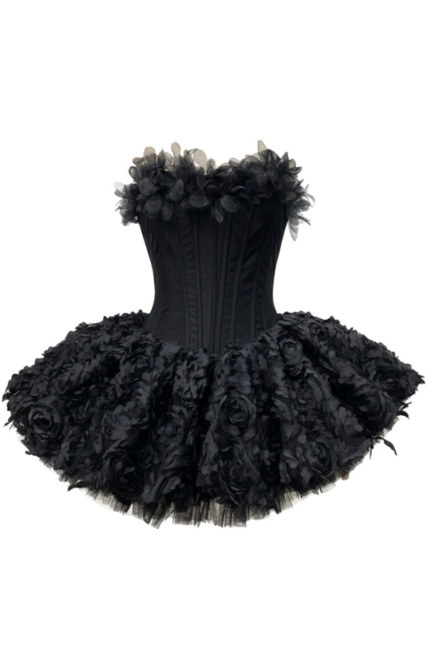 Strapless Petal Floral Corset A Line Dress Flowering Girl