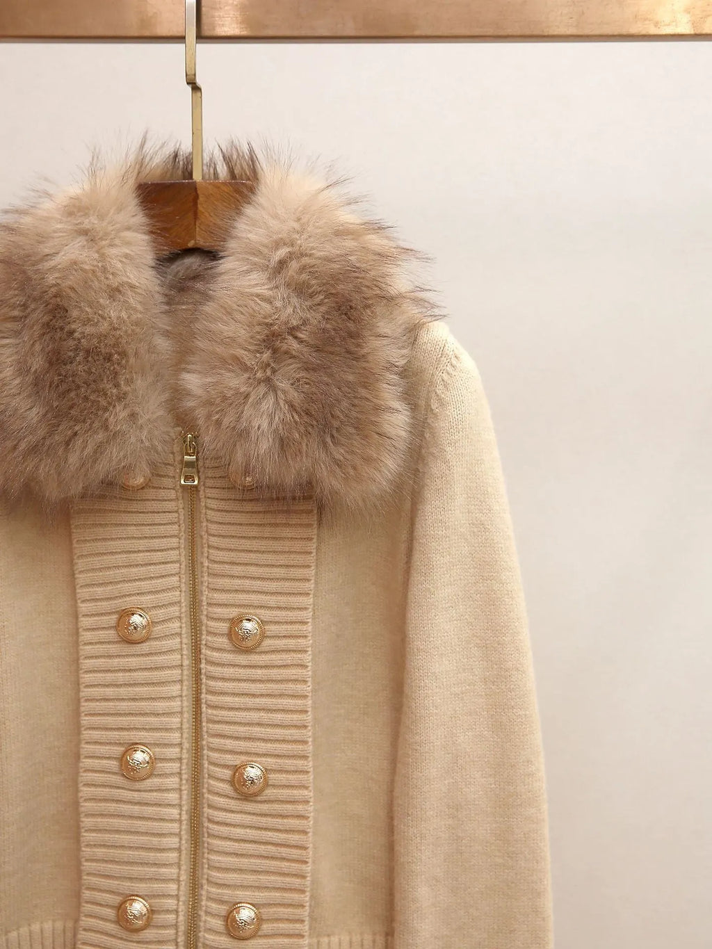 Beige Fine Knit Wool Or Cashmere Blend Fitted, Cropped Knit Cardigan Jacket Flowering Girl