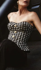 Roberta Black Check Tweed Sequin Top Flowering Girl