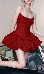 Jehanne Red Strapless Mini Dress Flowering Girl
