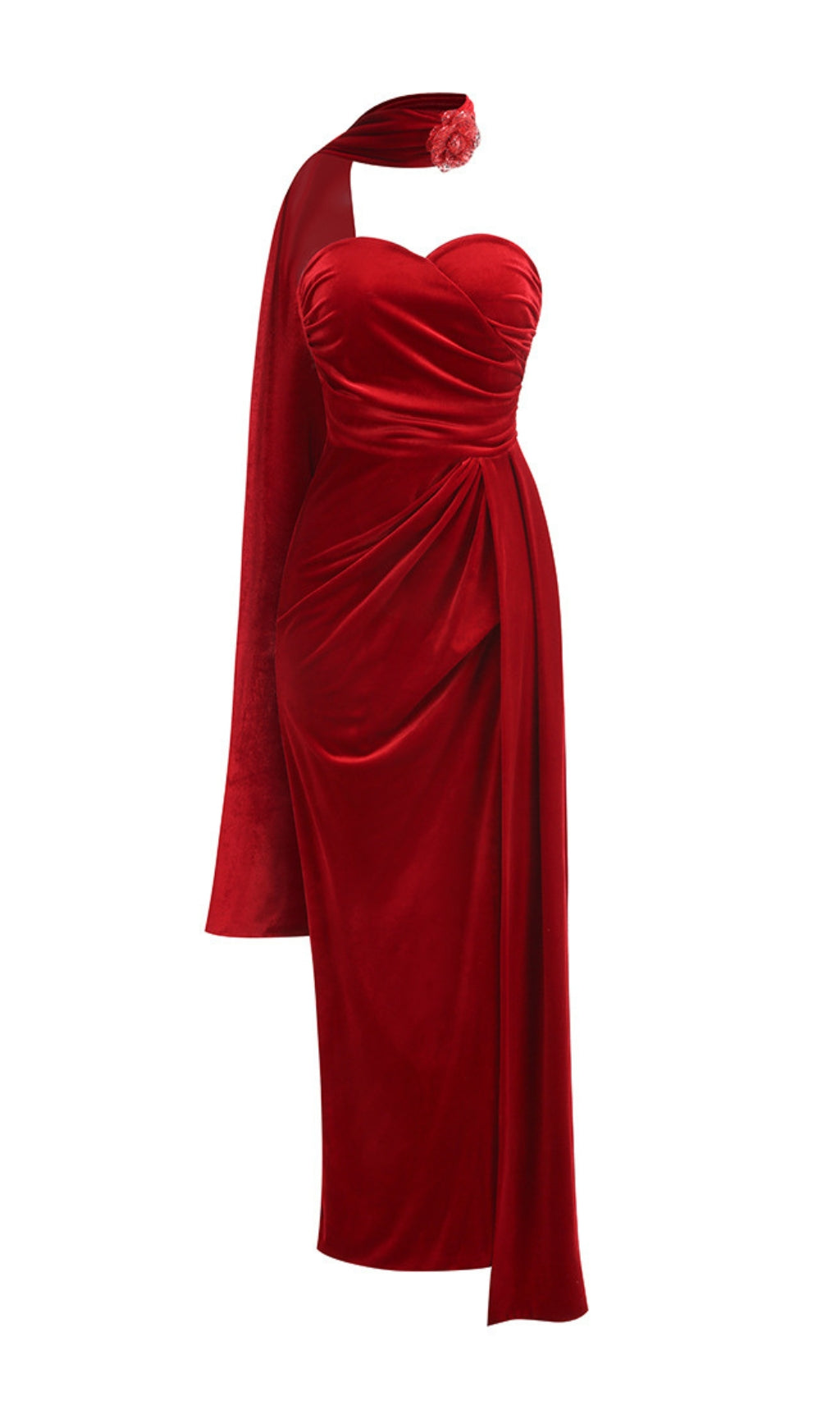 Enye Red Velvet Flower Maxi Dress Flowering Girl