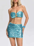 Dervian Strapless Sequin Skirt Set Flowering Girl