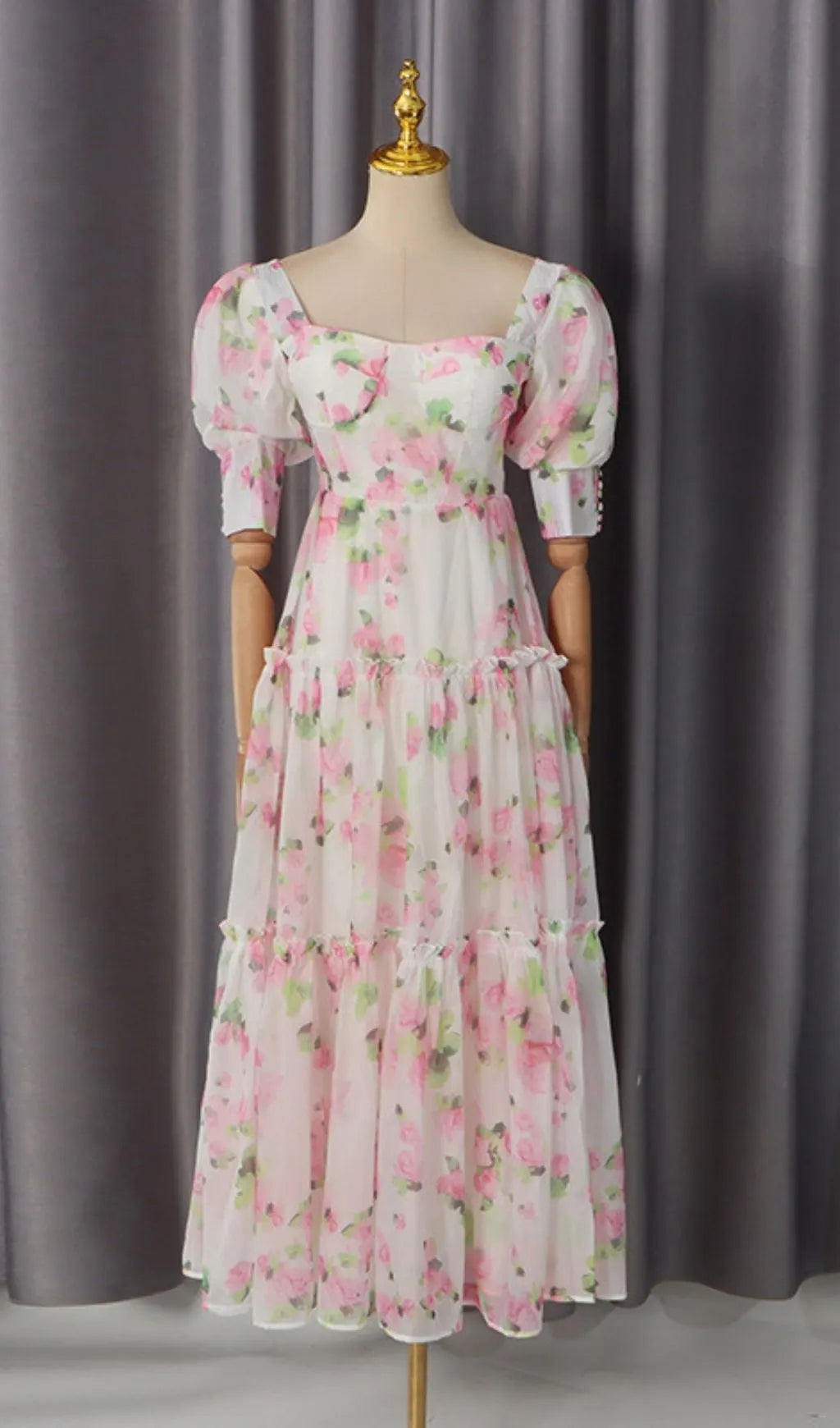 Off-The-Shoulder Floral Maxi Dress In White Flowering Girl