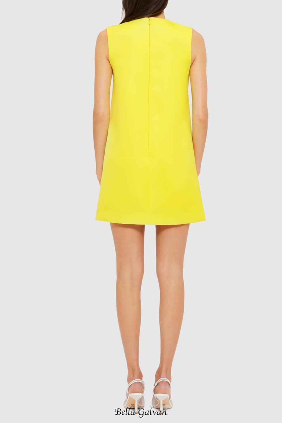 Yvonne Appliqué Floral Mini Dress in Yellow Flowering Girl