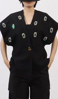 Gen Black Diamante Vest Flowering Girl