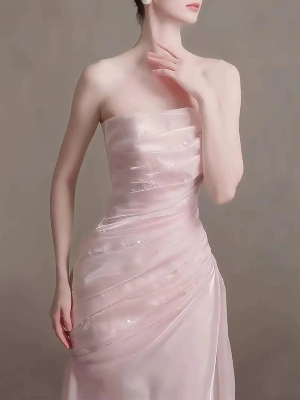 Masashi Pink Strapless Maxi Dress Flowering Girl