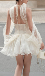 Kore Halter Lace Sequin Flower Mini Dress Flowering Girl