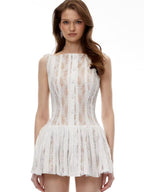 Yaghma White Lace Embroidered Mini Dress Flowering Girl