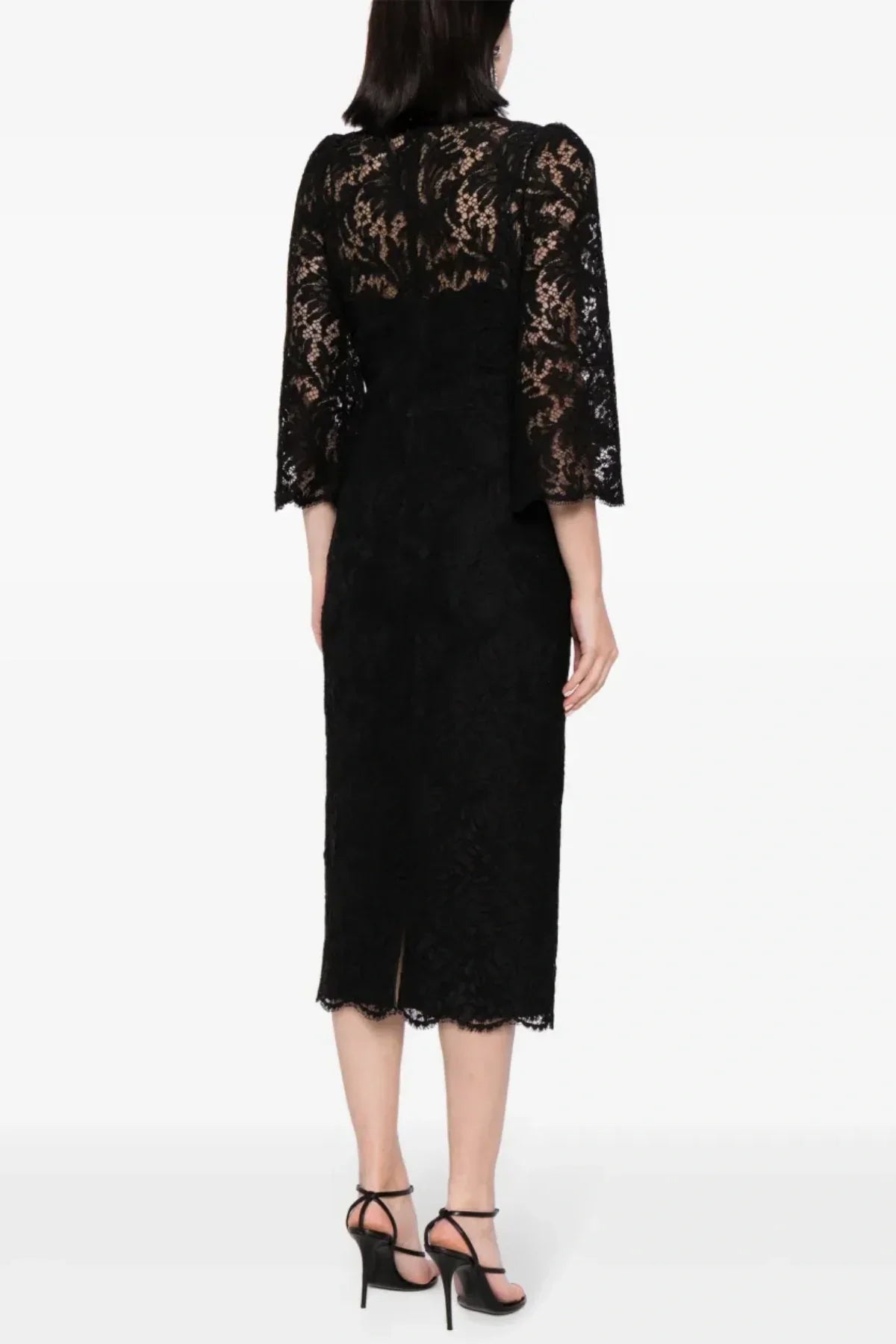 Acotas Lace Crystal-Embellished Midi Dress - Black Flowering Girl