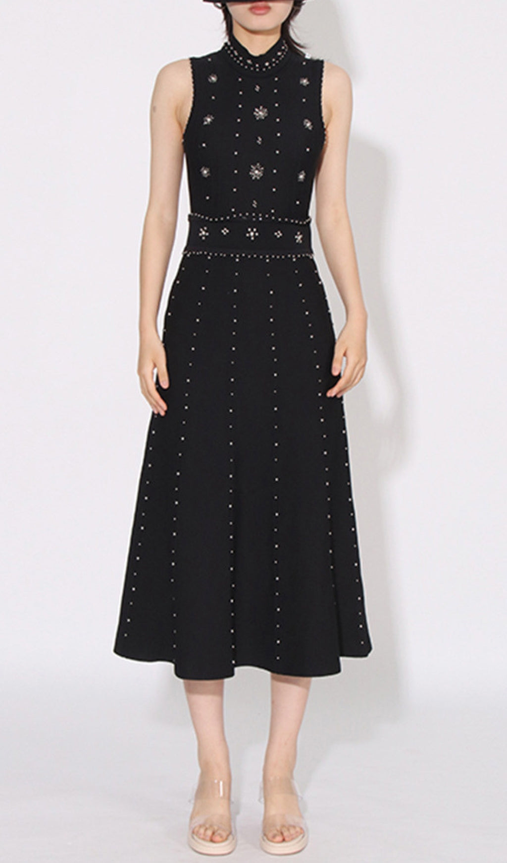 Arezo Black Bead Midi Dress Flowering Girl