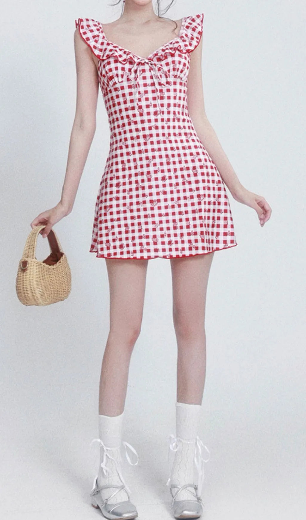 Frost Checkered One-Piece Swimsuit Flowering Girl