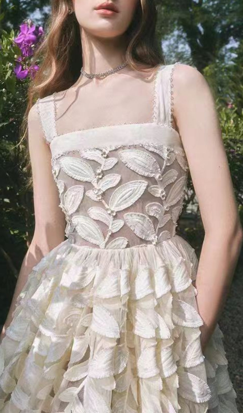 Albia White Embellished Midi Dress Flowering Girl