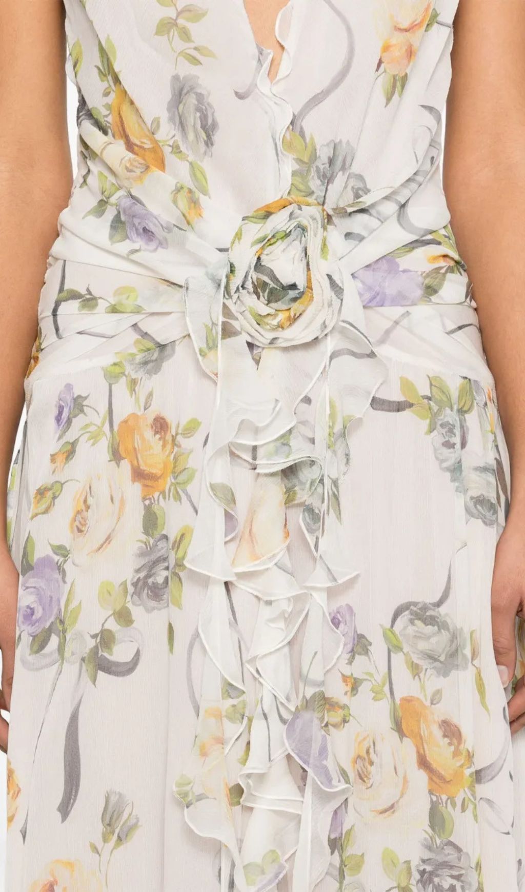 Florine Floral Halter Ruffle Maxi Dress Flowering Girl