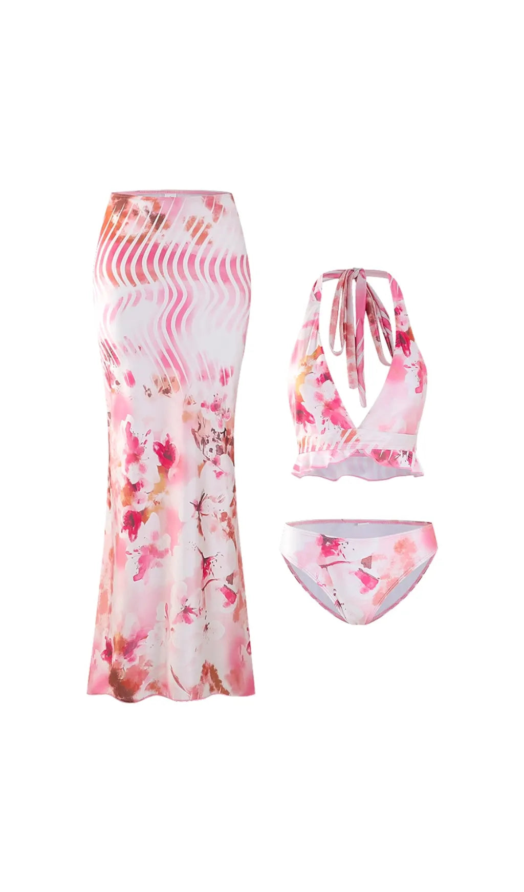 Decima Printed Three-Piece Swimsuit Flowering Girl