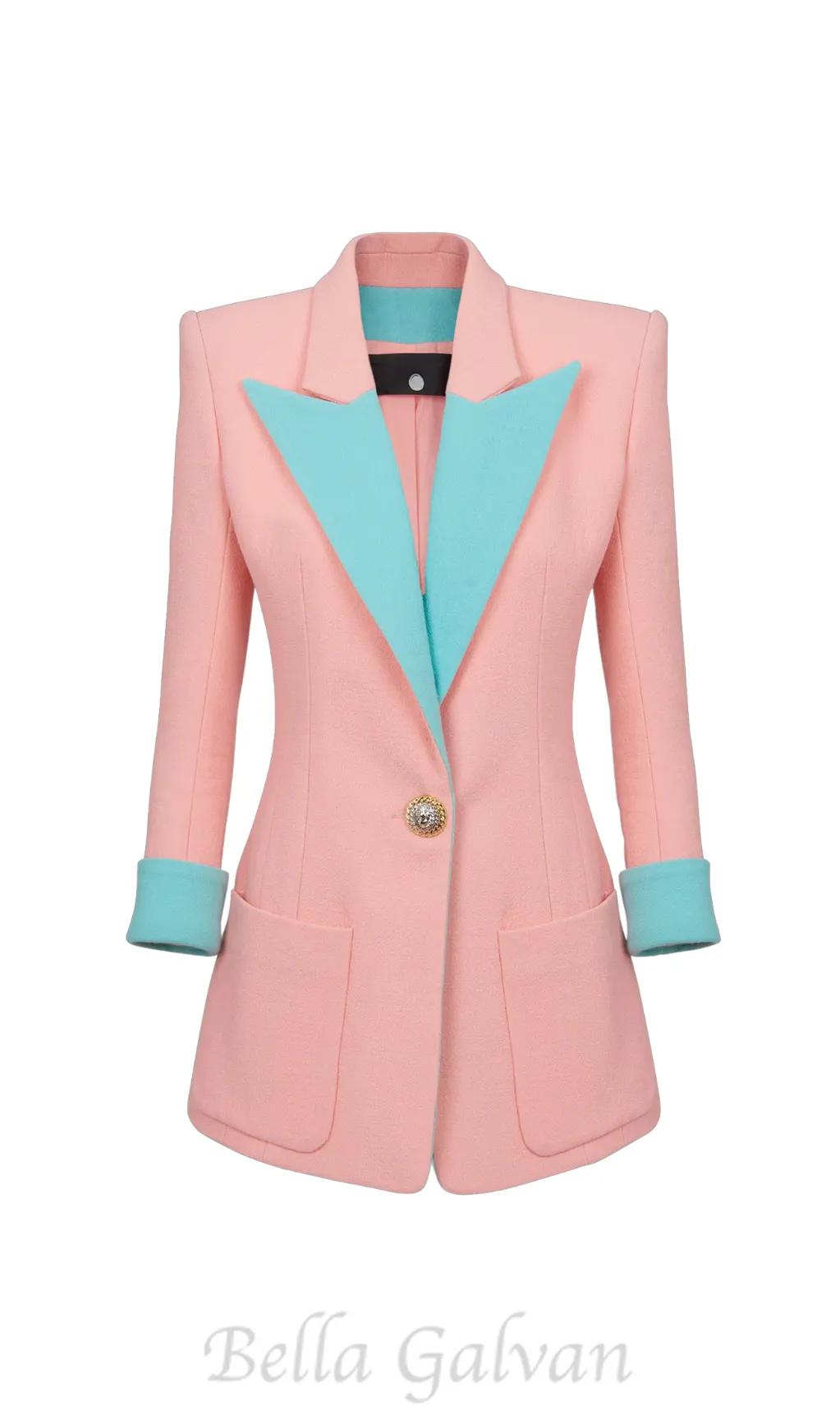 1-button double crepe two-tone jacket Flowering Girl