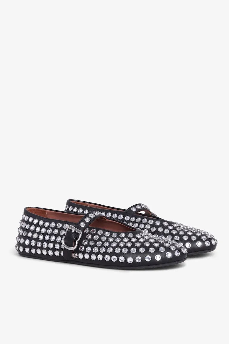 Violeta Rhinestone Fishnet Ballet Flats Flowering Girl