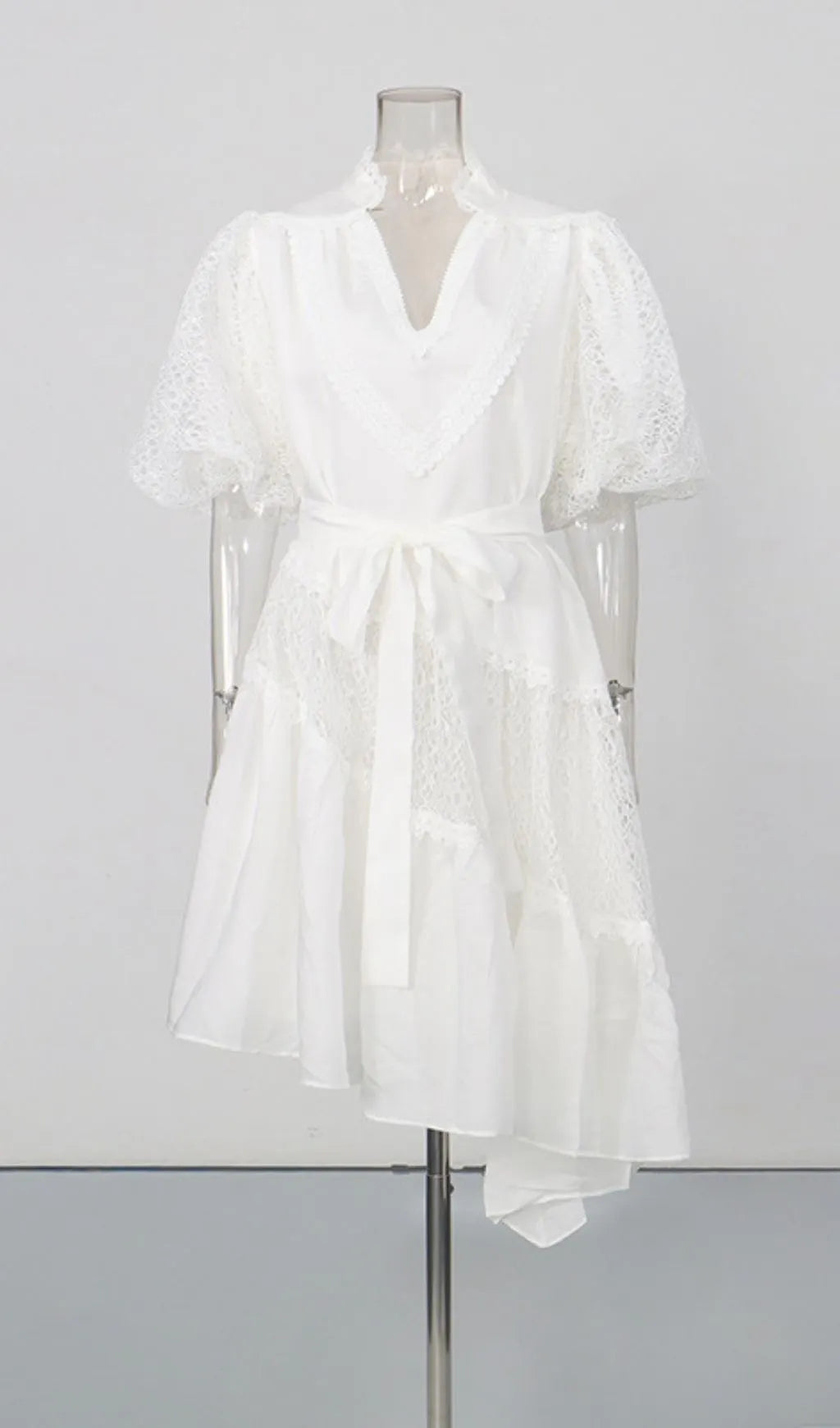 Leonora V-Neck Puff Sleeve Mini Dress Flowering Girl