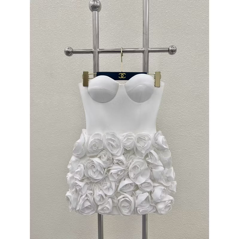 Lily Flower Mini Dress In White Flowering Girl