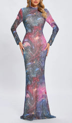 Casiphia Printed Hot Drill Maxi Dress Flowering Girl