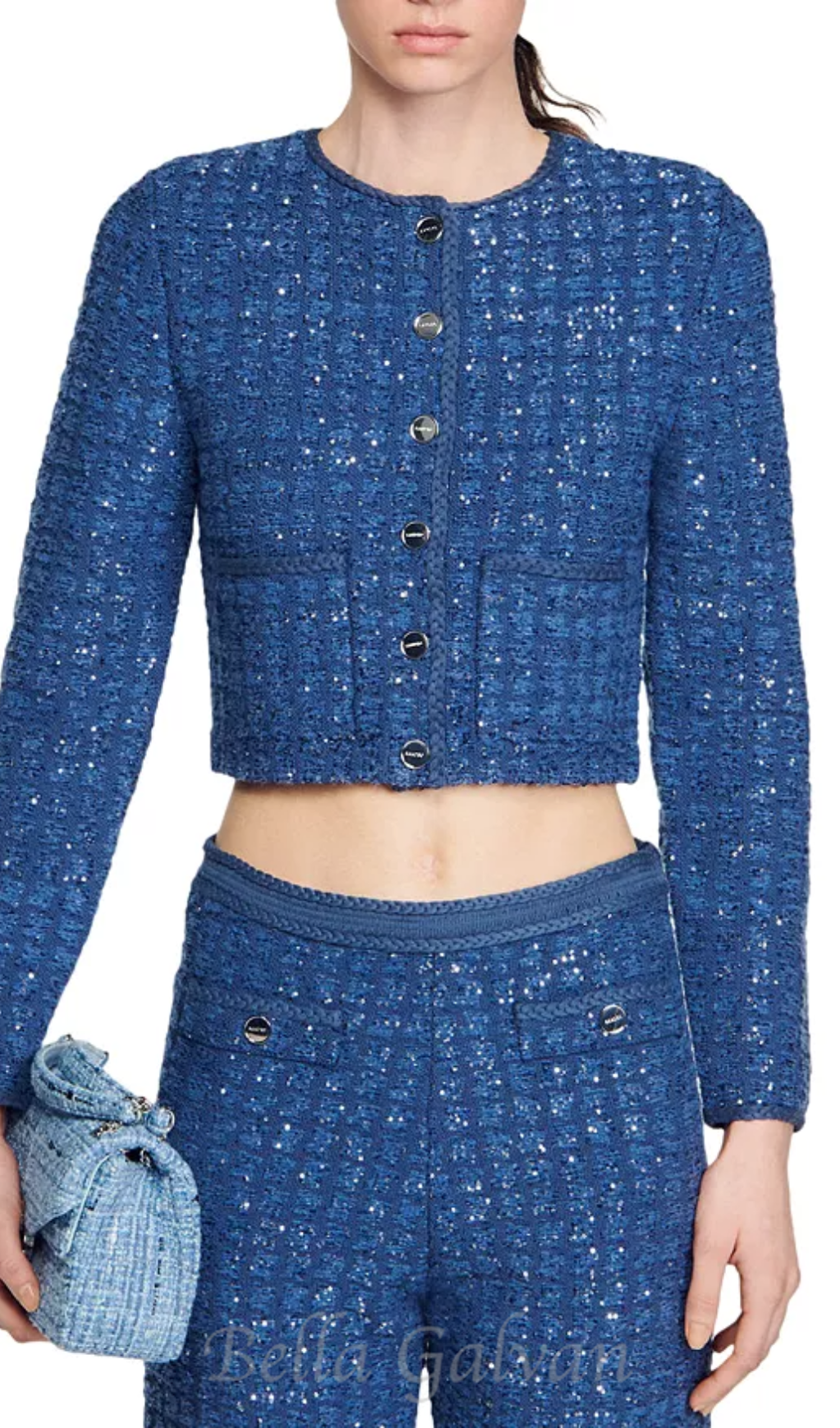 Palm Cropped Blazer in blue Flowering Girl