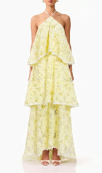 Mabel Halter Embroidery Layered Maxi Dress Flowering Girl