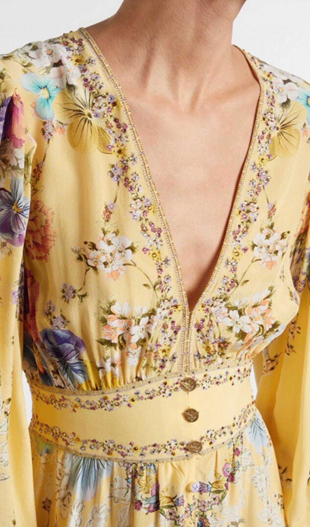 Kayli Yellow Floral Long Sleeve Maxi Dress Flowering Girl