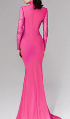 Christa Pink Long Sleeve Draped Gown Flowering Girl