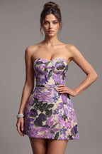 Purple Embroidered Mesh Overlay A-Line Mini Dress Flowering Girl