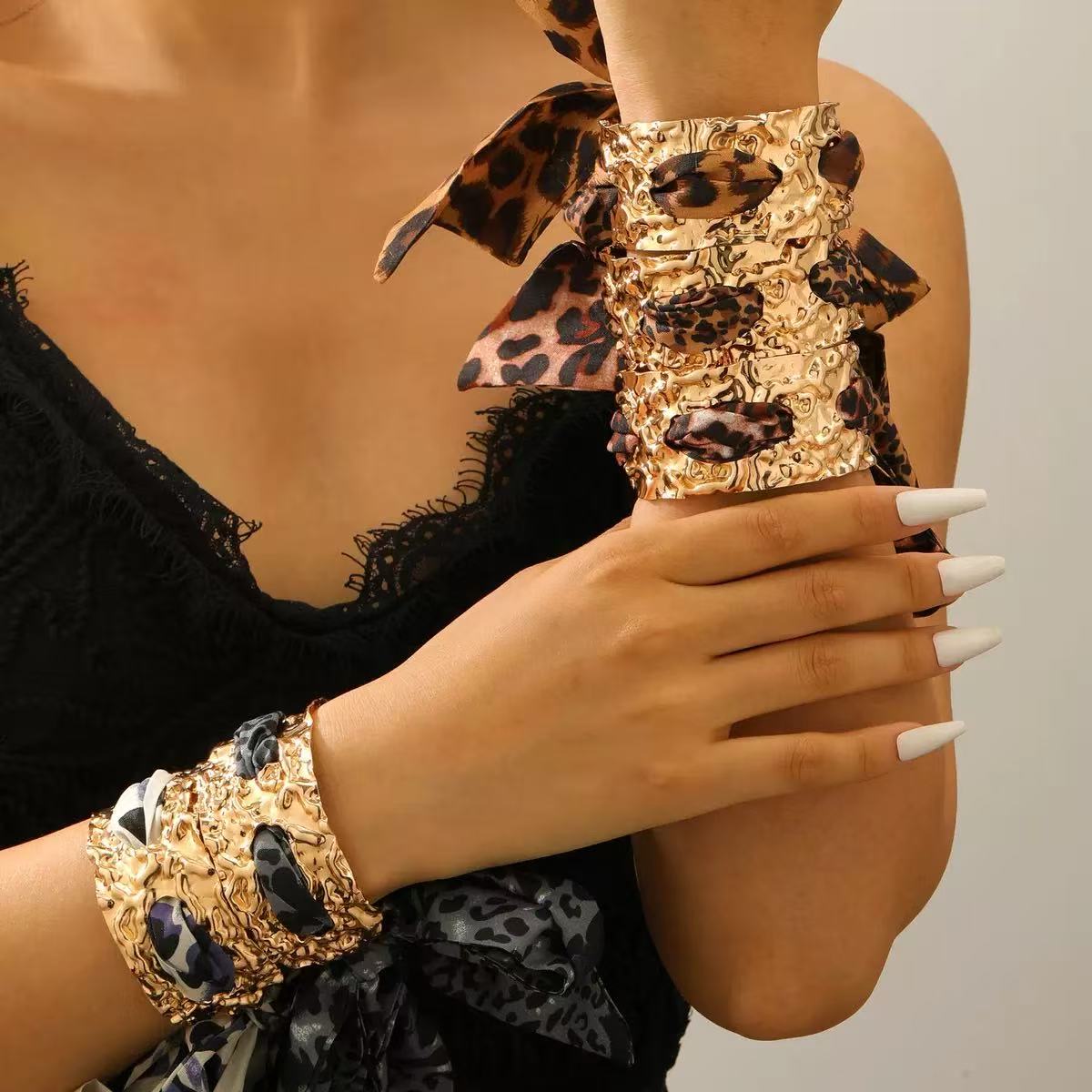 Oaelis Leopard Scarves Cuff Bracelet Flowering Girl
