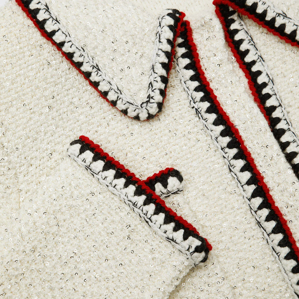 CREAM SEQUIN KNIT CARDIGAN Flowering Girl