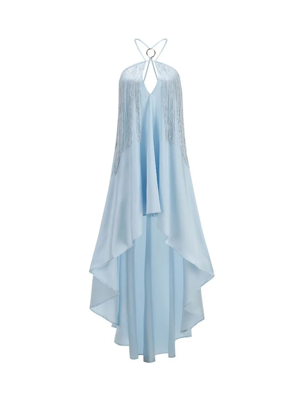 Malina Blue Halter Tassel Maxi Dress Flowering Girl