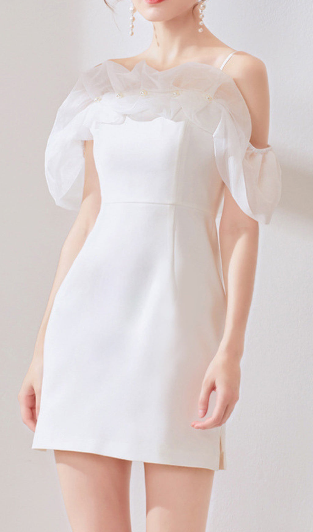 Domitia White Off-Shoulder Mini Dress Flowering Girl
