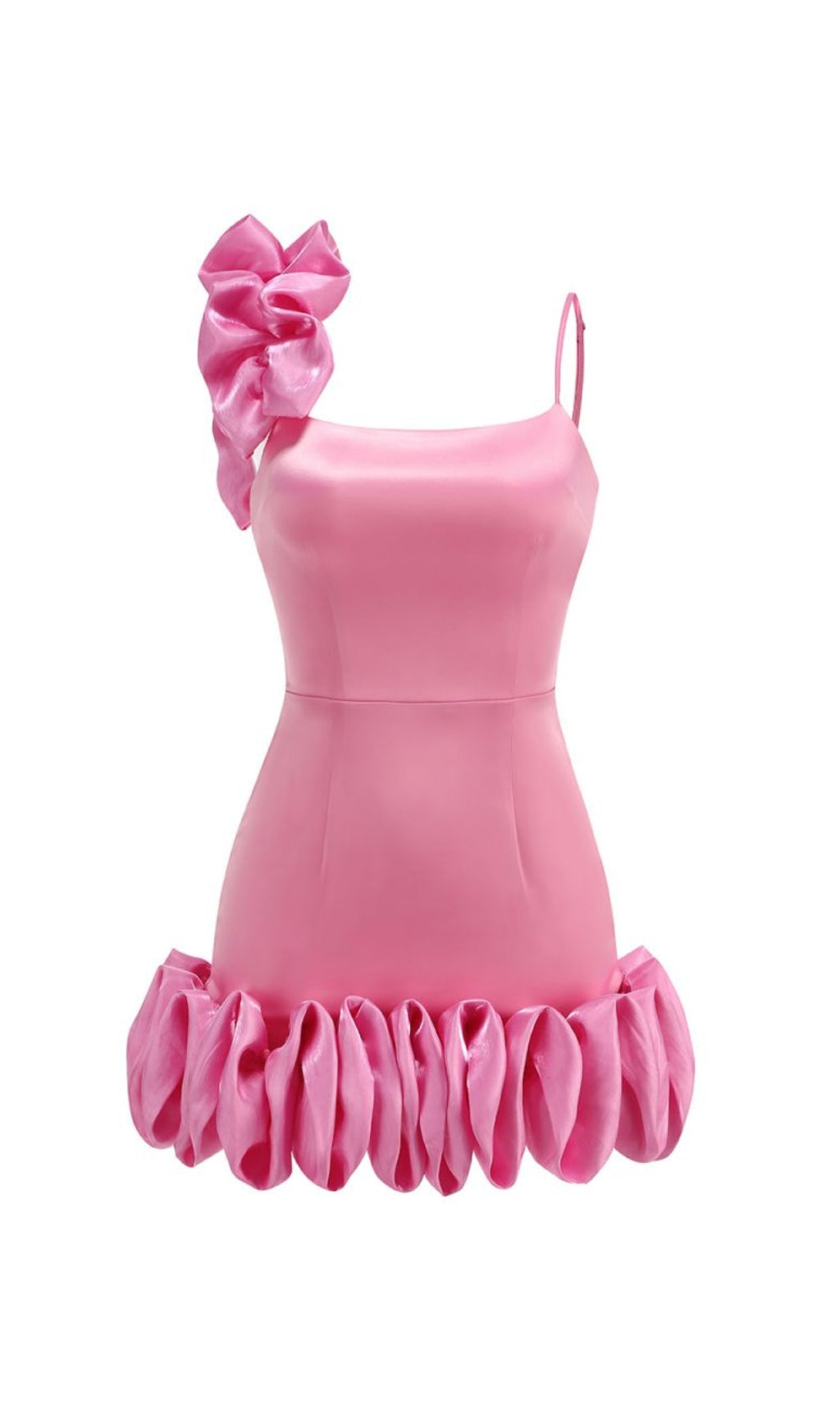 Bari Pink Ruffle Detail Mini Dress Flowering Girl