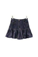Ruffled Mini Denim Skirt In Deep Blue Flowering Girl
