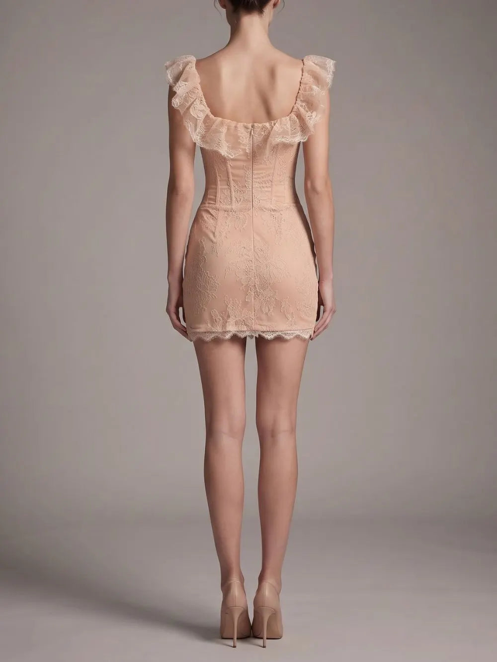 Lace Ruffle Structured Dress Flowering Girl