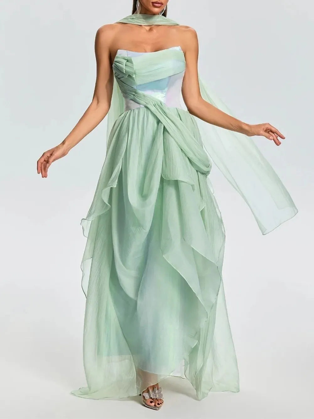 Euanthe Scarf Ruffle Maxi Dress Flowering Girl