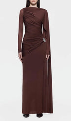 Hanayo Ruched Long Sleeve Maxi Dress Flowering Girl