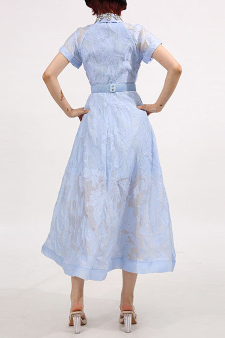 Daisy Crystal Embellished Midi Dress In Blue Flowering Girl