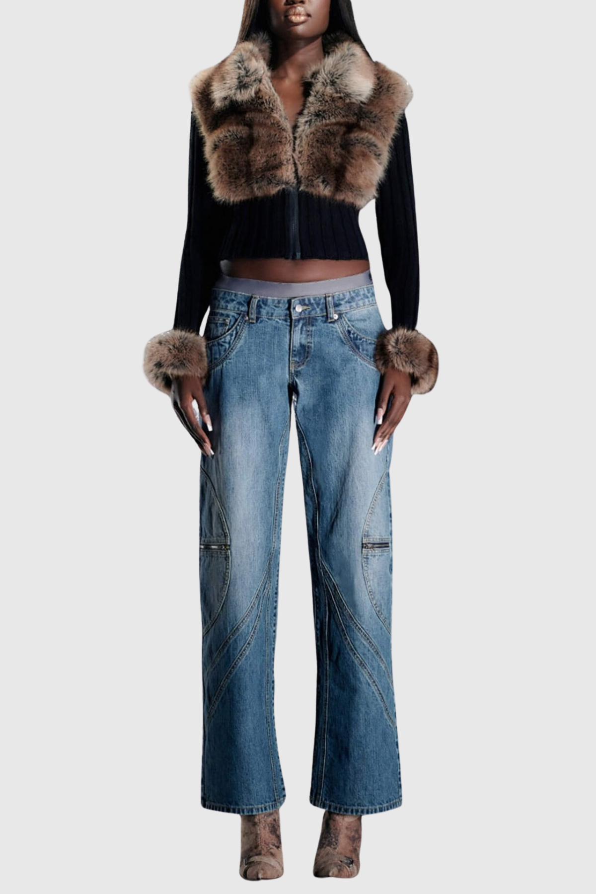 Geraldine Faux Fur Knit Coat Flowering Girl