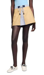 Short Dual Material Skirt Flowering Girl