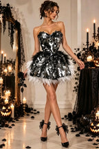 Sparkly Sequins Ruffles Backless Two Pieces Set Flowering Girl