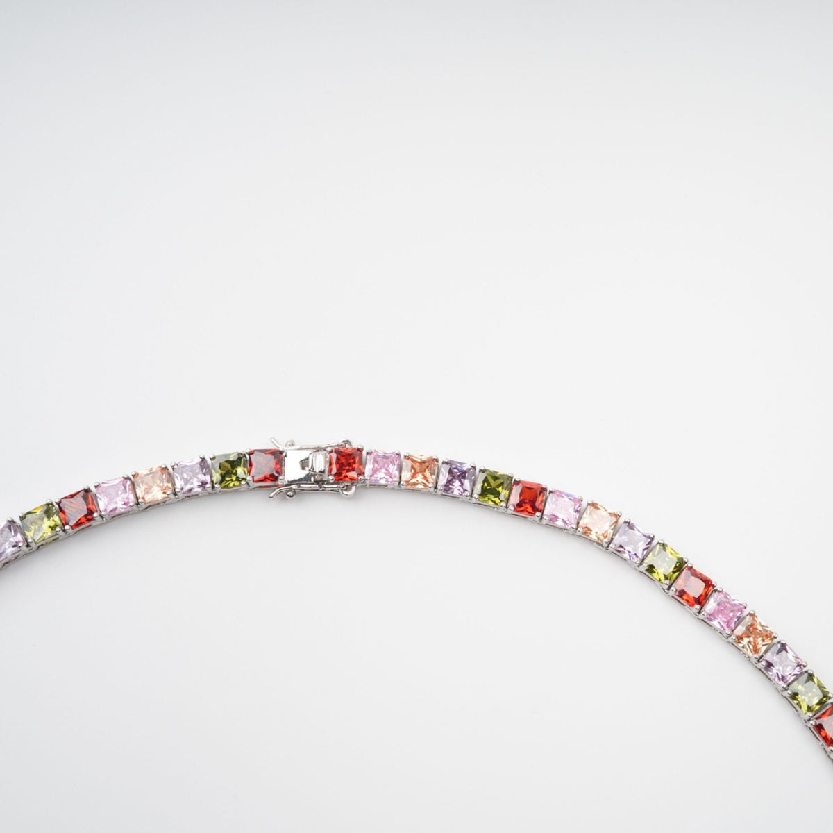 Avril Multicolor Square Cut Crystal Embellished Necklace Flowering Girl