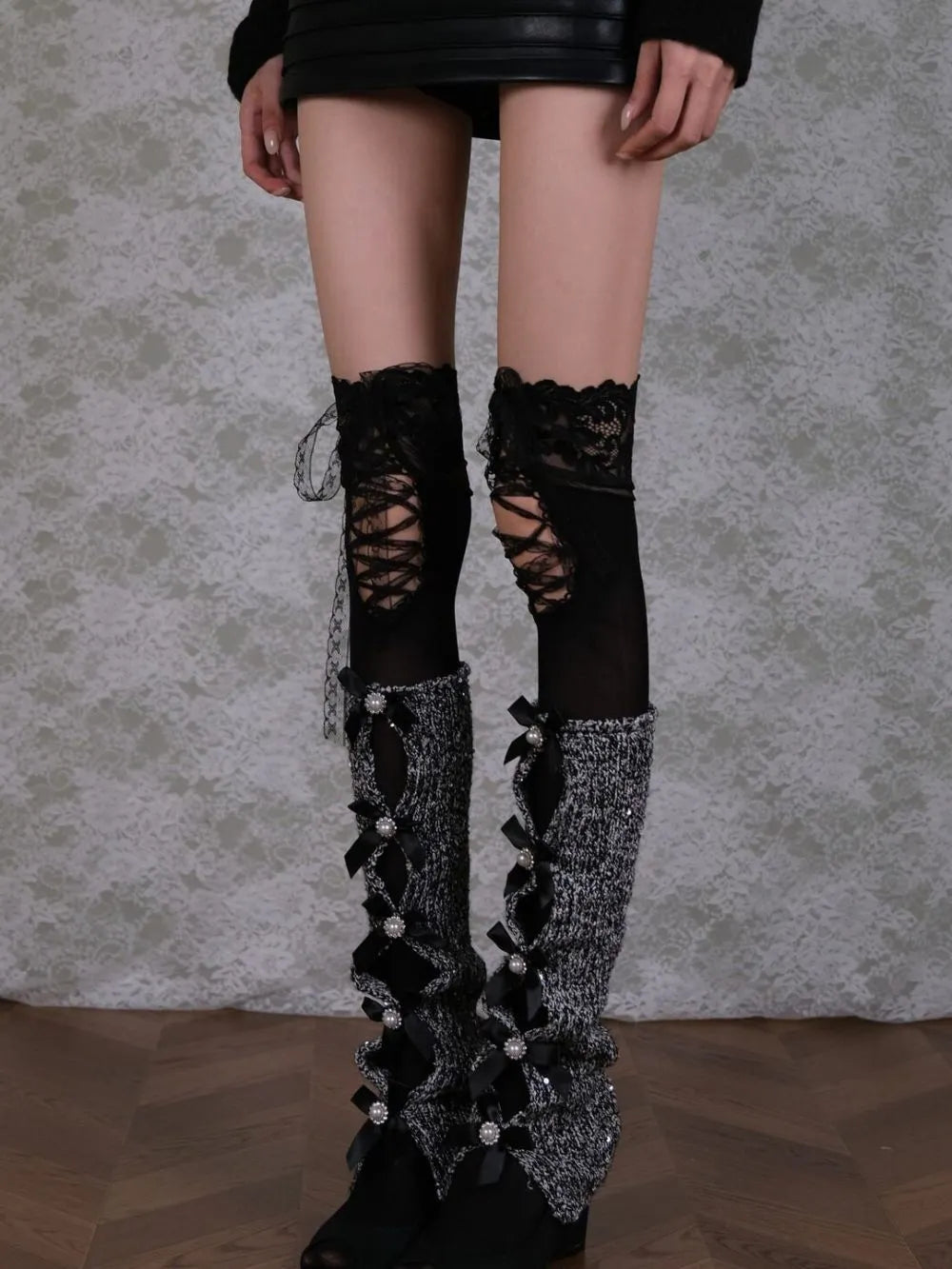 Marli Black Stocking & Bow Socks Set Flowering Girl