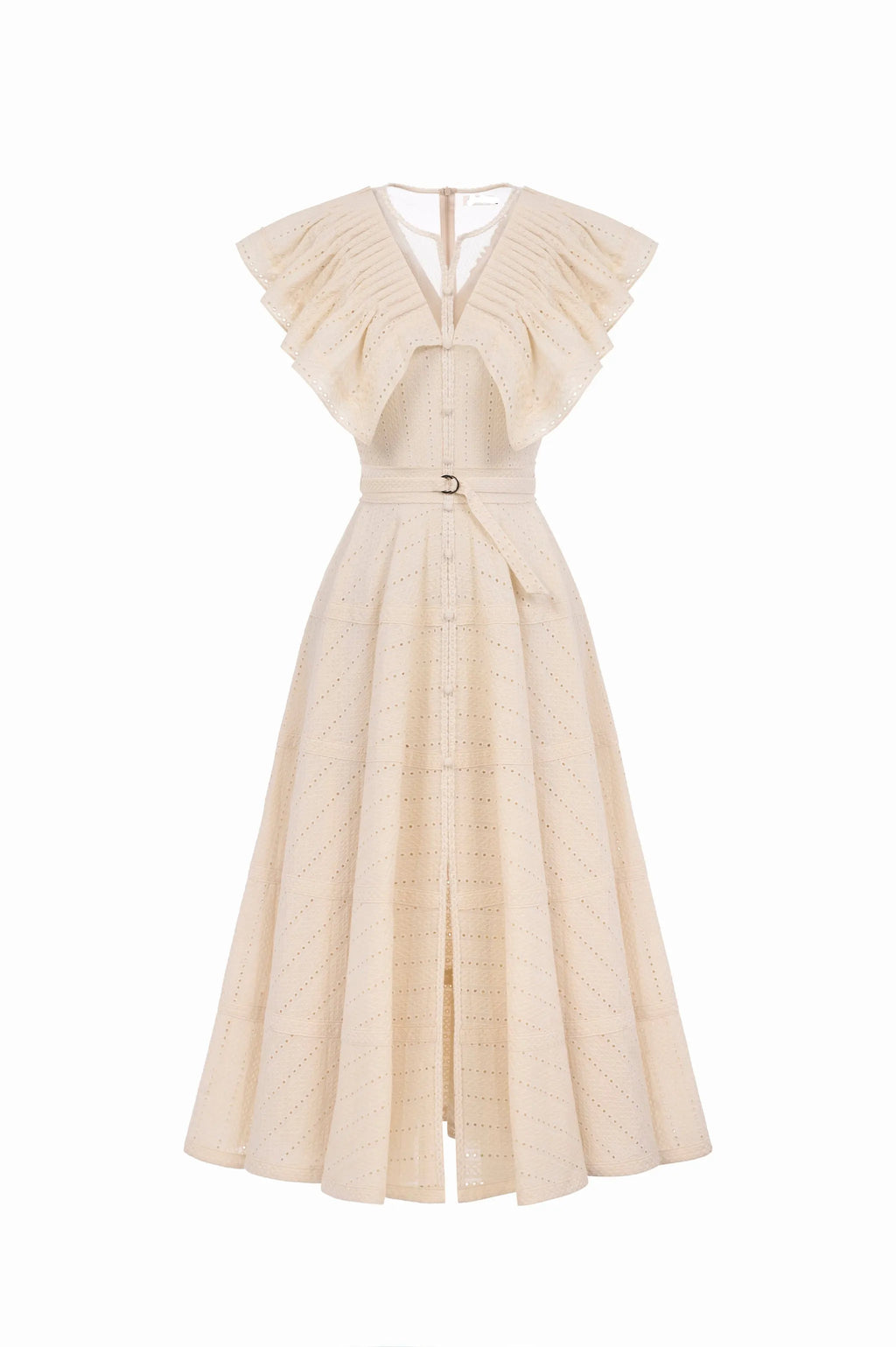 sally Ruffled V-neck midi Dress in apricot Flowering Girl